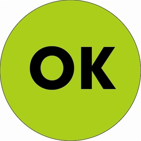 Bondad 2 in. Circle - OK Fluorescent Green Labels - Roll of 500 BO3344880